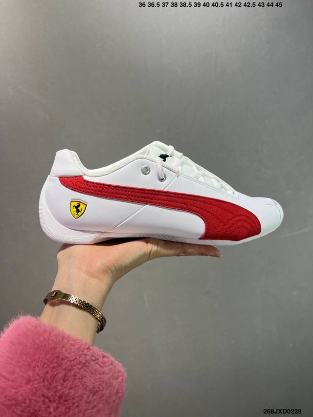 公司级Puma Scuderia Ferrari 白红 彪马低帮复古运动休闲赛车跑鞋 以趣味十足又前卫复古的设计引领潮流，将赛道精神融入街头时尚，开启前卫竞速之