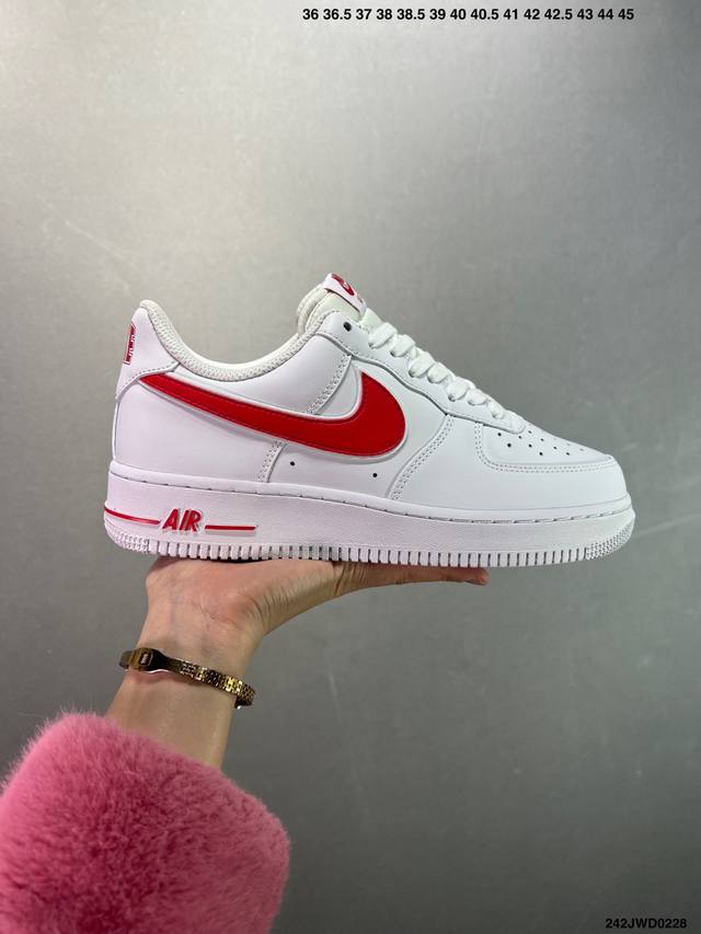 公司级Nike Air Force 1 Low ’07 白红双勾 空军一号低帮休闲板鞋 原厂定制皮料 原楦原纸板 纯正版型 正品Nfc感应芯片 高清洁度 内置全