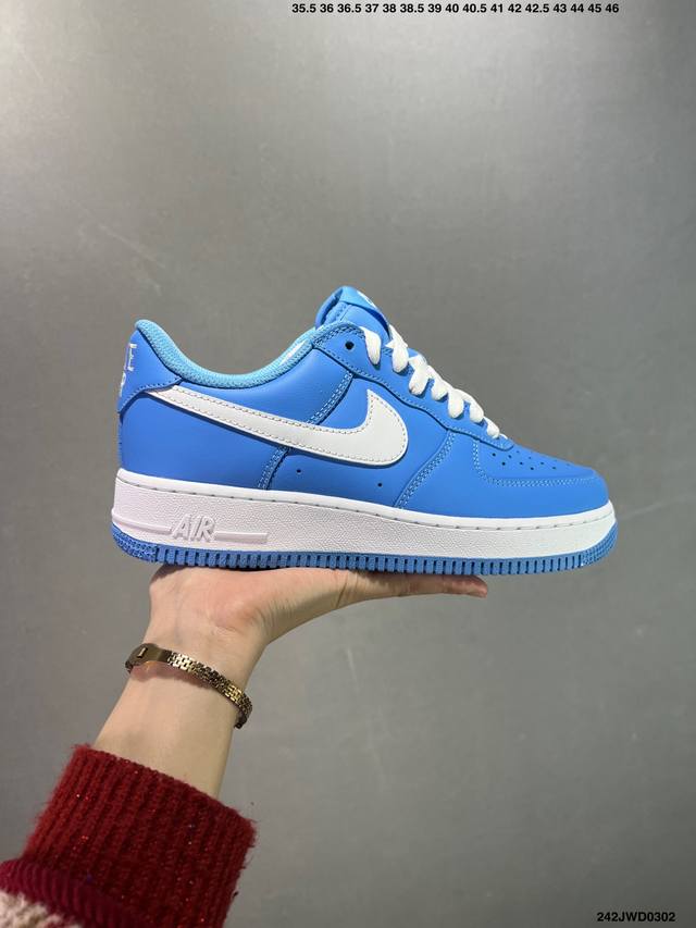 公司级Nk Air Force 1 ‘07 Low ”40周年“北卡蓝 空军一号低帮运动休闲板鞋 原楦头原纸板 打造纯正空军版型 #专注外贸渠道 全掌内置蜂窝气