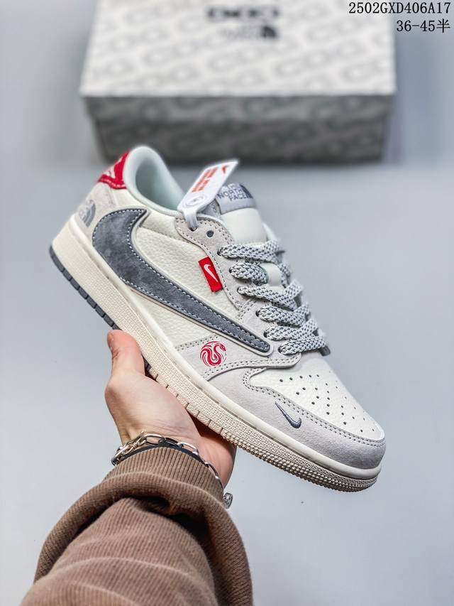 海外爆款限量发售！Travis Scott X Fragment Design X Jordan Air Jordan 1 Low Og Sp “北面联名蛇年限