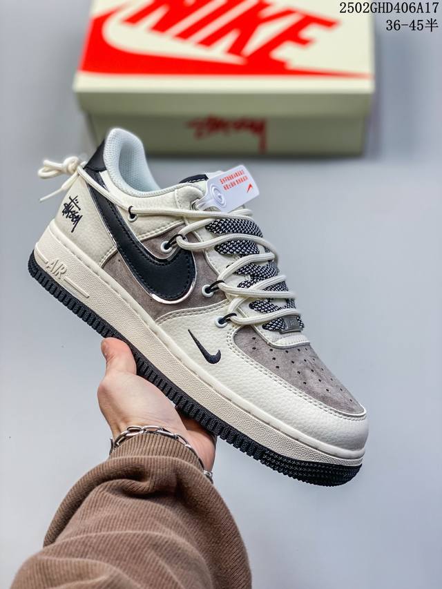 海外限量发售！公司级Nike Air Force 1 '07 Low “Supreme联名--蓝灰色”空军一号 低帮 运动鞋 休闲鞋 折边针车 工艺难度大 原楦