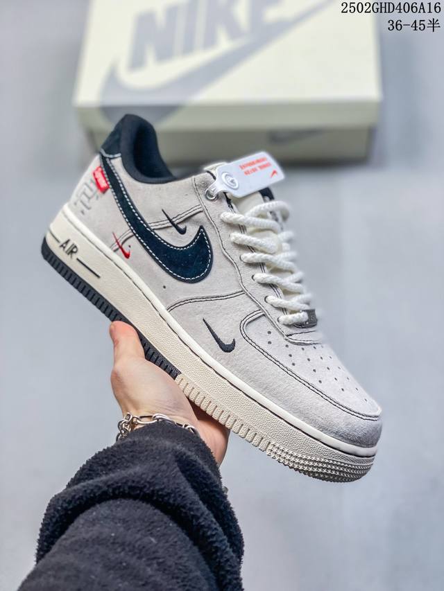 海外限量发售！公司级Nike Air Force 1 '07 Low “斯图西联名 双拼黑荔纹”空军一号 低帮 运动鞋 休闲鞋 折边针车 工艺难度大 原楦头原纸