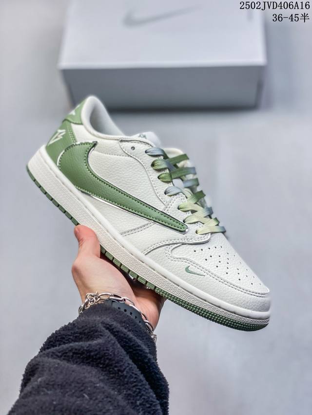 Travis Scott X Fragment Design X Jordan Air Jordan 1 Low Og Sp Ts联名 “米白青草绿” 多方联名