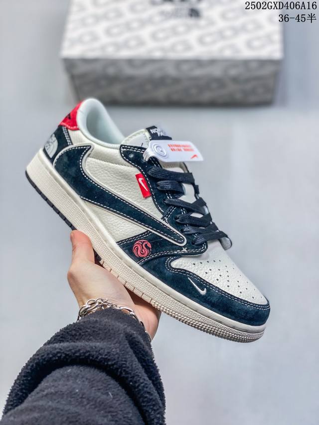 海外爆款限量发售！Travis Scott X Fragment Design X Jordan Air Jordan 1 Low Og Sp “北面联名蛇年限