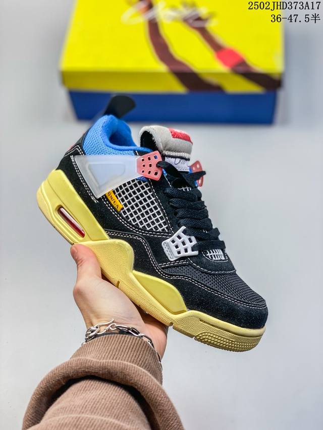 公司级带半码 Air Jordan 4 Retro Travis Scott Cactus Jack 乔四 魅力蓝 独家原厂头层磨砂牛皮制作 原档案原模具 原厂