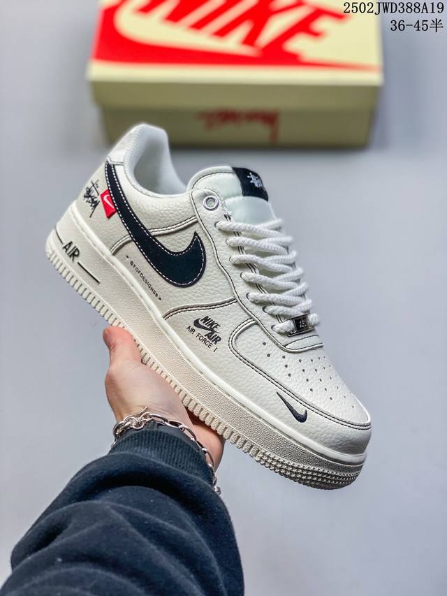 公司级带半码 Nike Air Force 1 Low’07 空军一号低帮休闲板鞋 定制皮料 原楦原纸板 纯正空军版型 内置全掌气垫 货号：男 Cw2288-1