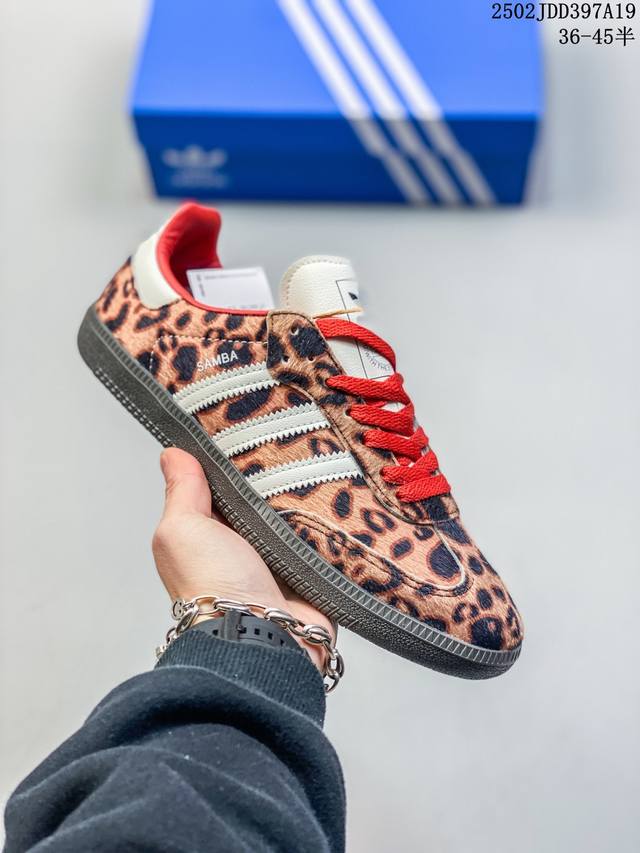 阿迪达斯Adidas Samba Og T头鞋 豹纹复古德训板鞋Ji2734 Ji2735 尺码：36-45半 编码：02Jdd397A19