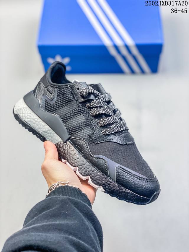 真爆带半码 Adidas Originals Nite Jogger复古运动防滑轻便 低帮生活休闲鞋男女同款 尺码：见图 编码： 02Jxd317A20