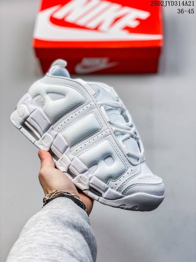 公司级耐克Nike Wmns Air More Uptempo Gs Barely Green 皮蓬初代系列经典高街百搭休闲运动文化篮球鞋美国队配色 货号:Fz