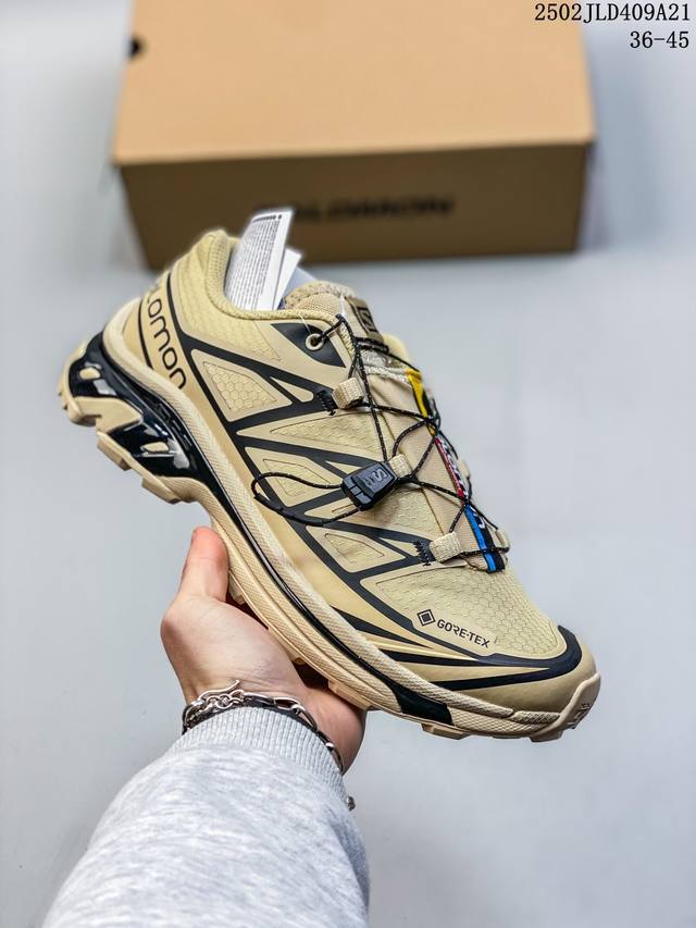 公司级Salomon Xa Pro Xt-6 Gtx萨洛蒙户外越野跑鞋 鞋面采用Sensifit贴合技术 全方位贴合包裹脚型 鞋跟部鞋底牵引设计 提供强大的抓地