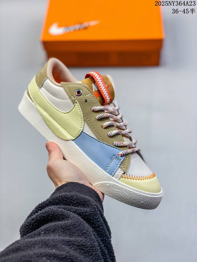 耐克Nike Blazer 77 Low Jumbo White Light Pink 1977开拓者系列低帮百搭休闲运动篮球板鞋“白银黑大钩” 货号：Dx60