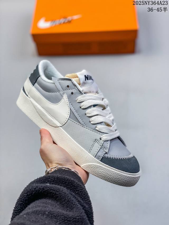 耐克Nike Blazer 77 Low Jumbo White Light Pink 1977开拓者系列低帮百搭休闲运动篮球板鞋“白银黑大钩” 货号：Dx60