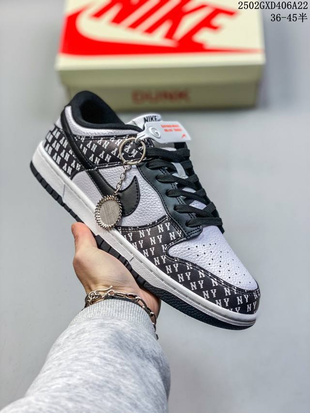 海外爆款限量发售！公司级 Nike Sb Dunk Low“Mlb联名 满文黑勾” 周年高端定制 低帮休闲板鞋 定制鞋盒 大厂纯原品质出货 超高清洁度 皮料切割