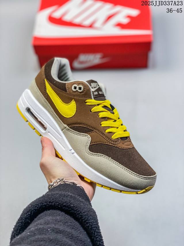 升级原楦原纸版开发版型回弹Pu模嵌入开窗气垫装置Nike Air Max 1 初代复古气垫百搭休闲运动慢跑鞋 货号：Fz0628 010 尺码：36～45 编码