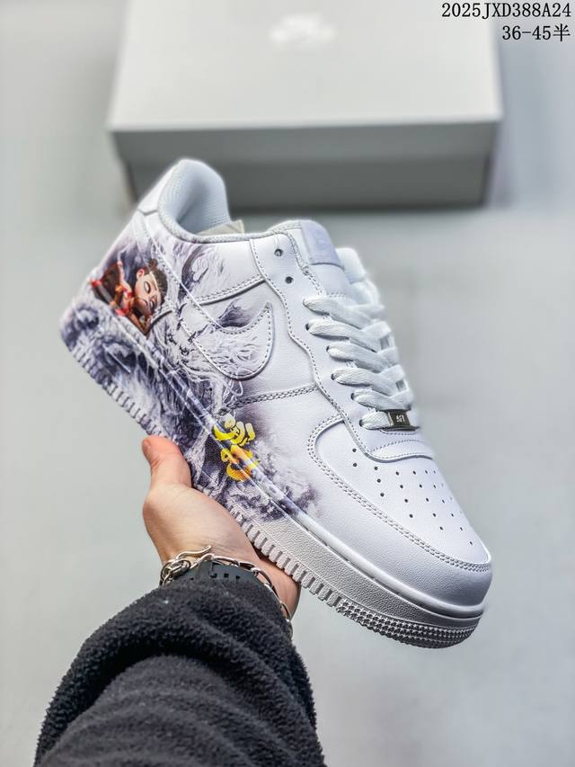 耐克Nike Air Force 1 Low 我命由我不由天 哪吒魔童闹海定制 空军一号低帮涂鸦百搭休闲板鞋 Cw2288 111 码数：36 36.5 37.