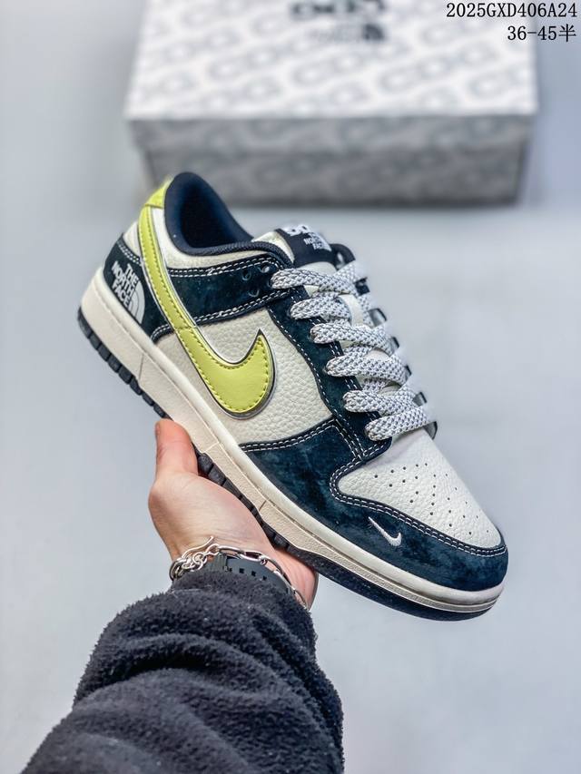 海外爆款限量发售！Nike Sb Dunk Low“ 北面联名 米黑黄勾” 周年高端定制 低帮休闲板鞋 定制鞋盒 大厂纯原品质出货 超高清洁度 皮料切割干净无任