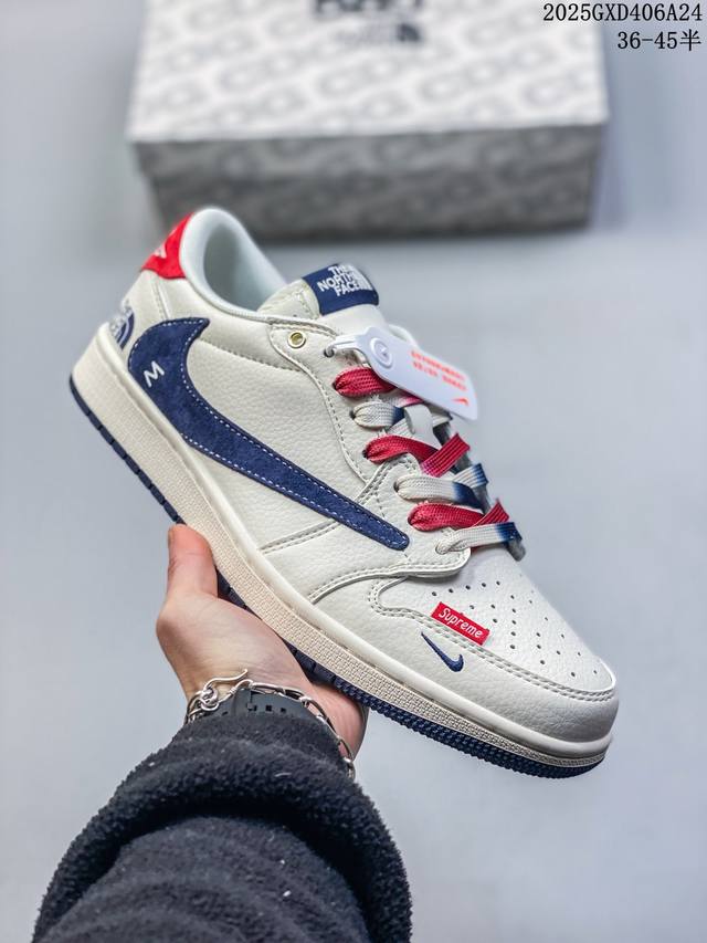 海外爆款限量发售！Travis Scott X Fragment Design X Jordan Air Jordan 1 Low Og Sp “北面联名 米蓝