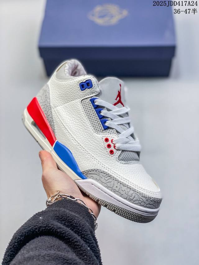 Air Jordan 3 Retro Hall Of Fame Aj3 乔丹3代 Aj3 乔3 乔丹篮球鞋系列 采用了同白水泥近似的配色方案，细节以鲜红色点缀，