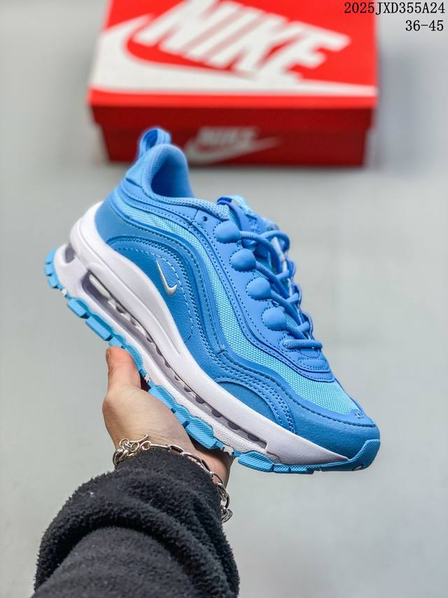 耐克Nike休闲鞋 经典 气垫 Air Max 97 子弹气垫低帮运动鞋。Air Max '97 运动跑鞋以流线型鞋身和卓越科技为热爱运动的你造就全方位防护，强