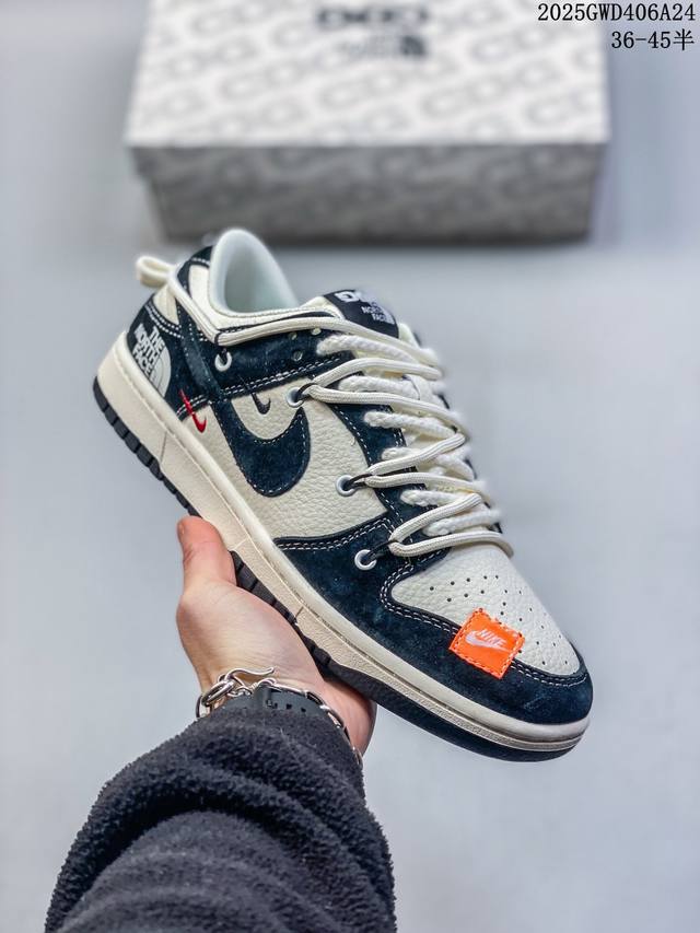 海外爆款限量发售！公司级 Nike Sb Dunk Low“北面Xsup三方联名 绑带米白蓝勾” 周年高端定制 低帮休闲板鞋 定制鞋盒 大厂纯原品质出货 超高清