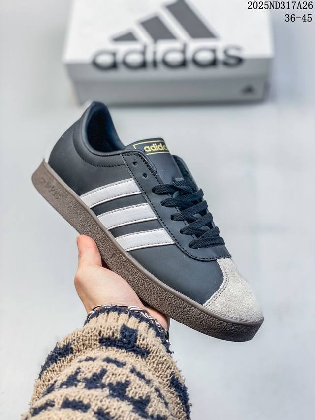 Adidas Neo Vl Court2.0休闲T头鞋 舒适轻便 百搭耐磨低帮板鞋男女同款黑色 尺码：见图 编码：02Nd317A26 - 点击图像关闭