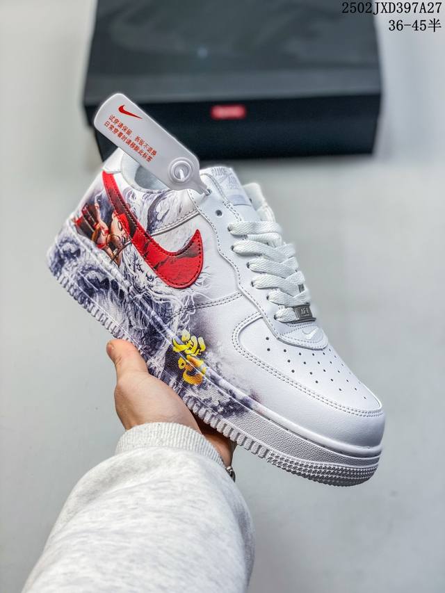 耐克Nike Air Force 1 Low 我命由我不由天 哪吒魔童闹海定制 空军一号低帮涂鸦百搭休闲板鞋 Cw2288 111 码数：36 36.5 37.