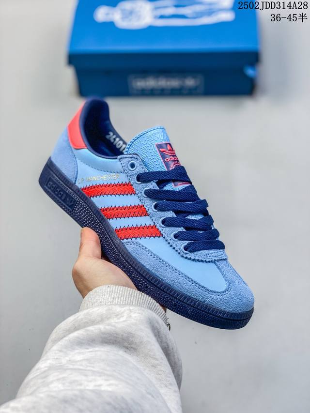 公司级Adidas Handball Spezial 官方正确版本 阿迪达斯经典款 复古休闲板鞋 全鞋采用反毛皮制作 牛筋耐磨大底 承载青春情怀的板鞋 经典三条