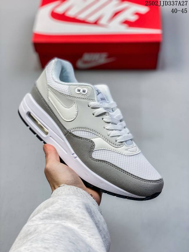 升级原楦原纸版开发版型回弹Pu模嵌入开窗气垫装置Nike Air Max 1 初代复古气垫百搭休闲运动慢跑鞋 货号：Fz0628 010 尺码：40～45 编码