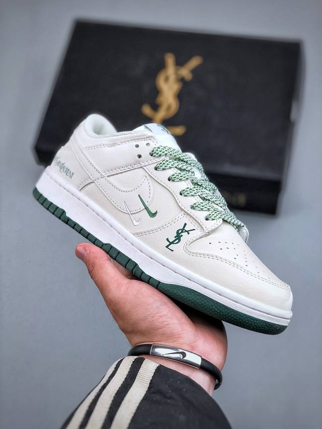 Nike Sb Dunk Low 圣罗兰三钩联名白绿性价比天花板 尝鲜先行版原装头层材料 独家版型蒸餾加工帶來的是更好的视觉和脚感体验大厂纯原品质出货 清洁度