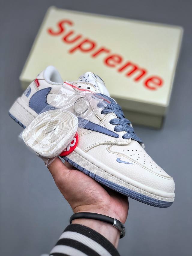 Travis Scott X Fragment Design X Air Jordan 1 Low Og Sp Aj1 乔1 Supreme北面联名 尼罗河蓝