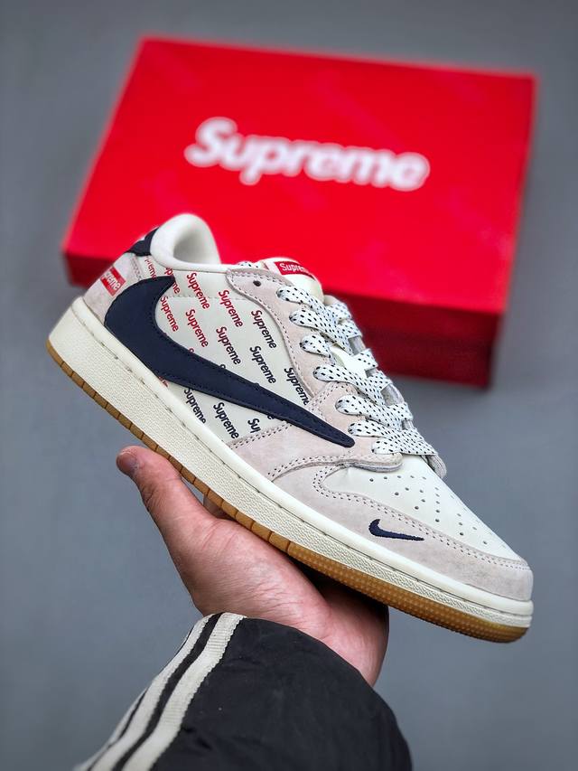 Travis Scott X Fragment Design X Air Jordan 1 Low Og Sp Aj1 乔1 Supreme联名-猪八奶咖 低帮 - 点击图像关闭