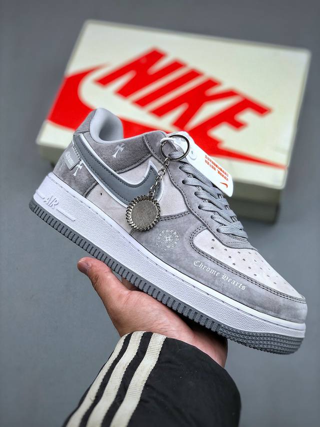 Nike Air Force 1‘07 Low 克罗心联名 银灰猪八 空军一号低帮休闲板鞋 #原楦头原纸板 原装鞋盒 定制五金配件 内置全掌气垫 原厂鞋底货号：