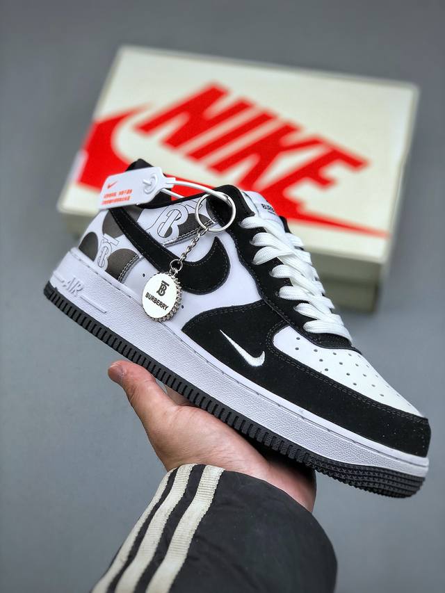 Nike Air Force 1‘07 Low 巴宝莉联名 黑白奶牛 空军一号低帮休闲板鞋 #原楦头原纸板 原装鞋盒 定制五金配件 内置全掌气垫 原厂鞋底货号：