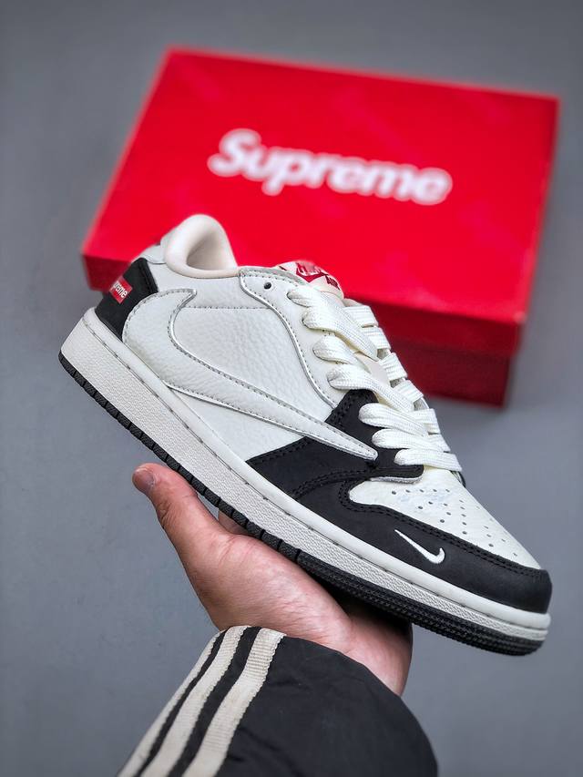 Travis Scott X Fragment Design X Air Jordan 1 Low Og Sp Aj1 乔1 Supreme联名-黑白底 低帮文 - 点击图像关闭