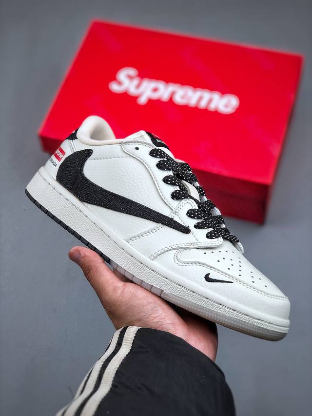 Travis Scott X Fragment Design X Air Jordan 1 Low Og Sp Aj1 乔1 Supreme联名-米黑牛仔双拼 - 点击图像关闭