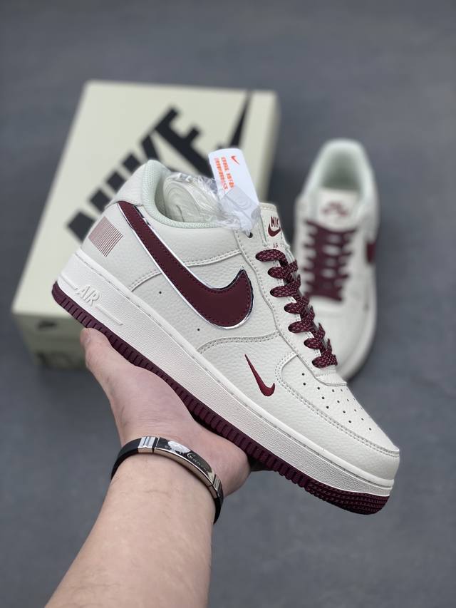 官方同步Id定制 原装版本 Nike Air Force 1 Low '07 “二维码”酒红满天星低帮空军一号休闲板鞋 定制皮料 3M反光 原楦原纸板 纯正版型