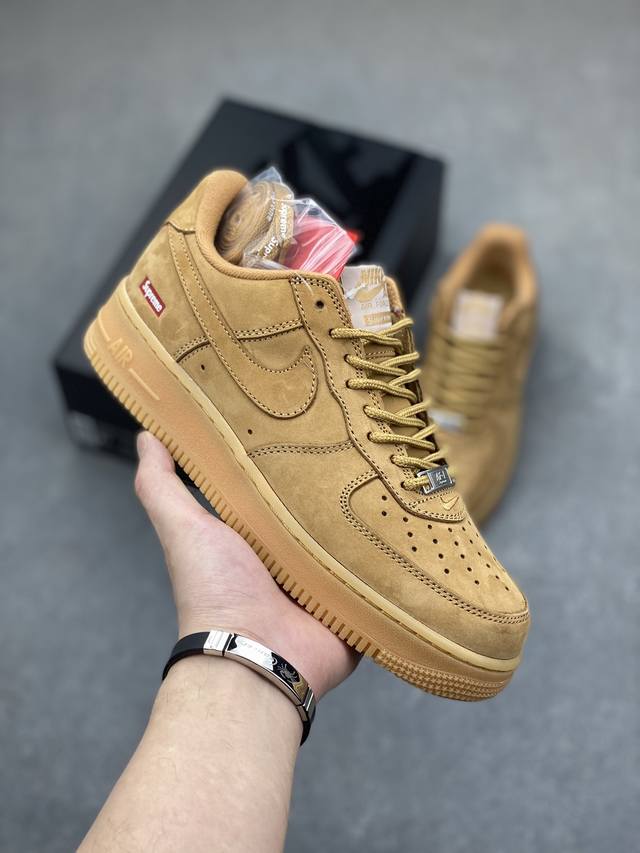 工厂套现 福利特价 原本地200版本 Nike Air Force 1 Low Supreme 小麦 原楦头原纸板 打造纯正空军版型 专注外贸渠道 全掌内置蜂窝