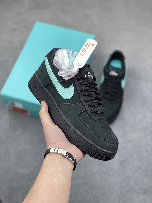 工厂套现 福利特价 原本地200版本 G版Tiffany & Co. X Nk Air Force1 Low 1837 蒂芙尼联名 潮流复古低帮板鞋 黑绿 货号